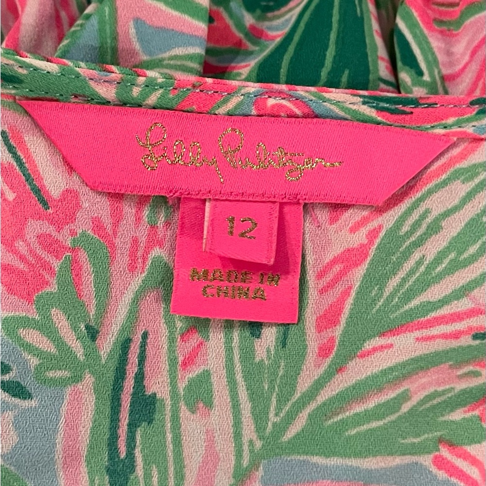 Lilly Pulitzer Tropical Pink and Green Patterned Dress